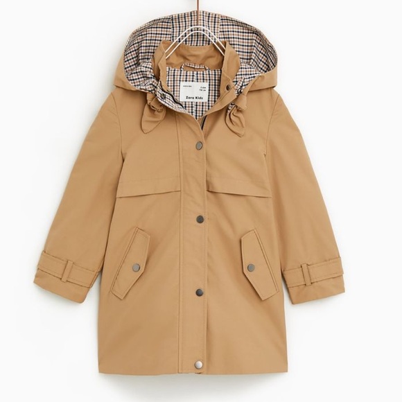 Zara Other - New w/tag Zara girls camel trench coat w/hood 7